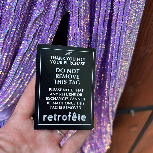 Retrofete GABRIELLE SEQUIN ROBE Iridescent Lavender Small NWT - Picture 7 of 11